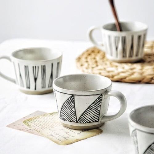 Couple mug online celebrity coarse pottery cup office hand color cup home breakfast cup milk geometric coffee cup coffee mug