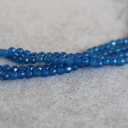 Min Order1)4mm New Faceted sky blue chalcedony beads Round shape stones DIY Loose Beads 15" making design wholesale