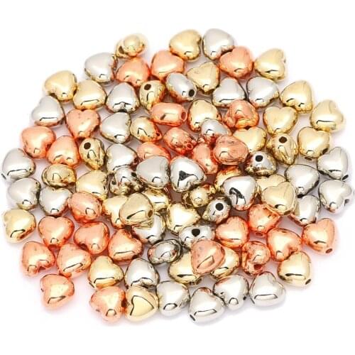 Fashion CCB Heart Loose Spacer Acrylic Beads Accessories For Jewelry Making DIY Kid Necklace Bracelet Earrings Keychain Supplies