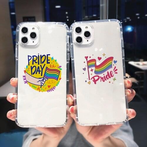 Fashion Lgbt Rainbow Gay Pride Phone Case For iPhone XR 11 12 Pro XS Max X 8 7 SE20 6Plus Shockproof Clear Soft TPU Cover Shell