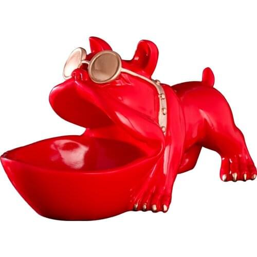 NORDICS BULLDOG STATUE ANIMAL DOG SCULPTURE ORNAMENT TABLE CANDY DISH KEY STORAGE BOX HOME DECORATION ACCESSORIES R2627