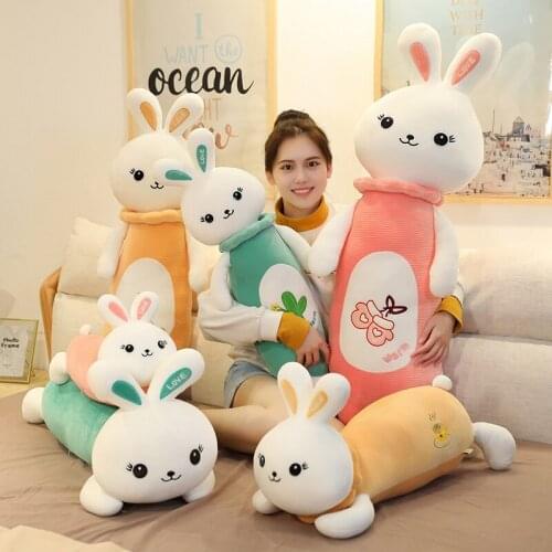 New Cute Princess Rabbit Plush Long Pillow Soft Stuffed Cartoon Bunny Doll Office Nap Sleeping Cushion Kids Girls Lover Gifts