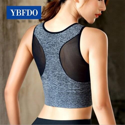YBFDO 2021 New Women Breathable Sports Bra Sweat Shockproof Push Up without steel ring Vest Athletic Gym Running Fitness