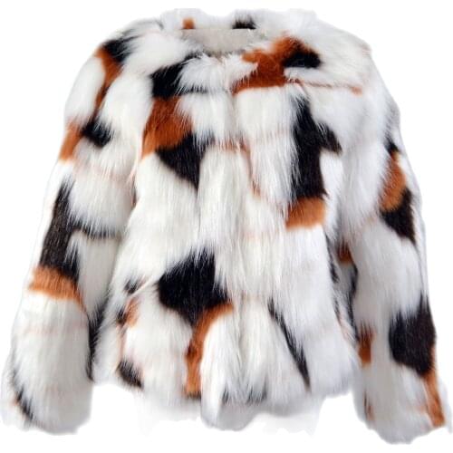 T0717 Europe and America New Fashion Winter Girl Short Coat Imitation Fox Fur Coats Faux Fur Jacket