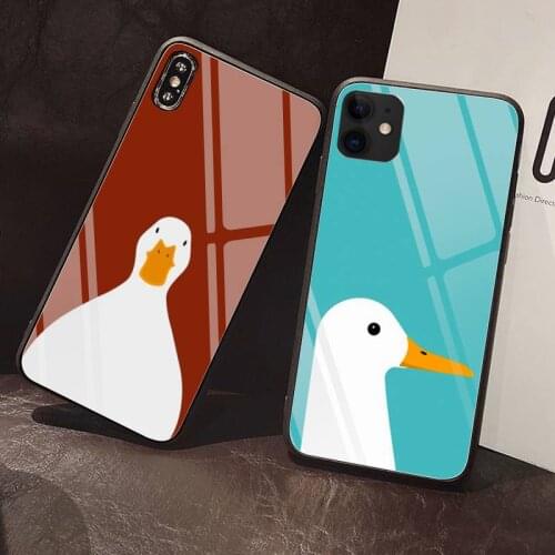 Popular cute duck Phone Case Tempered Glass For iPhone 12 Pro Max Mini 11 Pro XR XS MAX 8 X 7 6S 6 Plus SE 2020 case