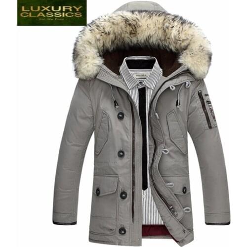 Down Brand Clothing Winter Jacket Men Warm Wool Collar Hooded Coats Black Outwear Overcoat Parkas Hombre Invierno CJ289