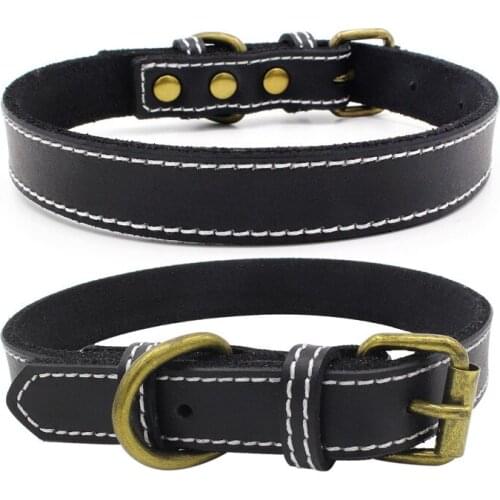 Dog Cat Leather Collar Necklace With Ancient Bronze Accessories Pet Puppy Neck Strap 4 Sizes 3 Colours