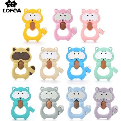 Raccoon Silicone Teether 1pc Silicone Beads Soft teether DIY Baby Teething Toys Necklace Accessories Infant Chew Toys