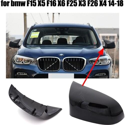 M style Glossy Black Rearview Mirror cover Caps 2pcs Horn shape Replacement for bmw F15 X5 F16 X6 F25 X3 F26 X4 14-18