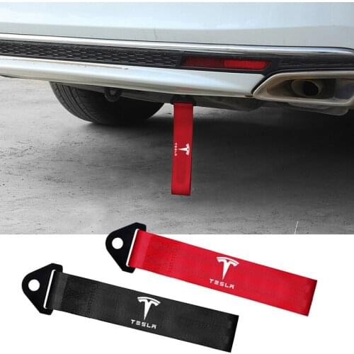 Car Trailer Rope Trailer Towing Belt High Strength Nylon Rope Sticker for Tesla Logo Model 3 S Model X Roadster Auto Accessories