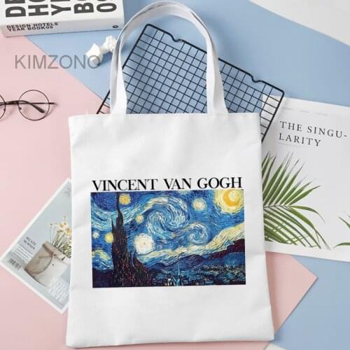 Van Gogh shopping bag eco jute bag reusable tote handbag bolso bag bolsa compra bolsas ecologicas woven tote grab