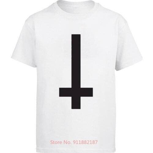 Inverted Cross Printed Men T-shirt Religion Swag Hipster Retro Tshirt Cotton Custom Tshirt For Men Plus Size