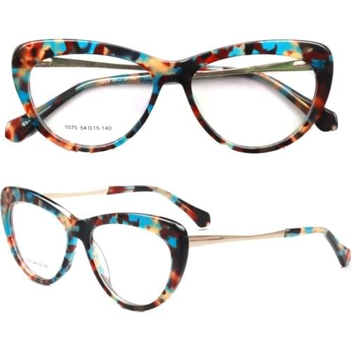 Women cateye eyeglasses frames women leopard print glasses frames Light vintage retro acetate metal Rx tortoise eyeglass frame