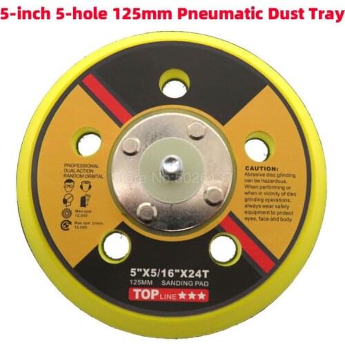1Pcs 5-inch 5-hole 125mm Pneumatic Dust Tray Sanding Disc Backing Plate Sandpaper Hook Loop Pad Air Sander Angle Grinder