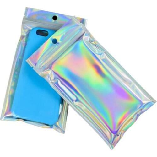 100pcs Plastic Phone Case Packaging Bag Zipper Grip Seal Reclosable Case Packing Pouches 12x22cm