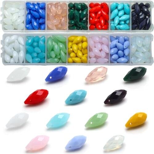 14Colors 280Pcs Crystal Drop Pendant Green 6x12mm Glass Teardrop Beads For DIY Making Charm Bracelet Earing Jewelry Accessories
