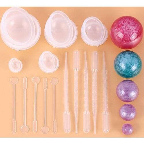 15pcs Epoxy Resin Molds Set Silicone Mold DIY Stereo Spherical Jewelry Making DIY Balls Epoxy Resin Molds Crafts Handmade