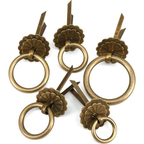 1x Classical Cabinet Vintage Brass Drop Ring Handles for Furniture Cabinet Drawers Door Knobs Kitchen Cupboard Wardrobe Pulls