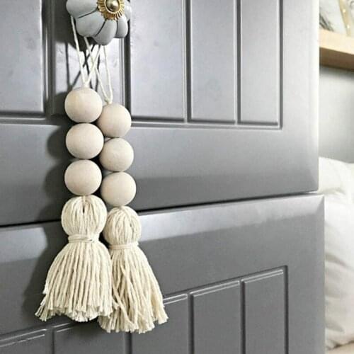 2pcs Tassle Natural Wood Bead Garland Kids Baby Nursery Room Decor Rustic Wedding Vase Ornament Farmhouse Hanging Decor L8