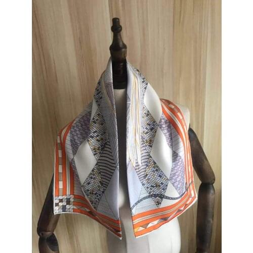 2021 new arrival fashion elegant head scarf orange horse 100% silk scarf 90*90 cm square shawl twill wrap for women lady girl
