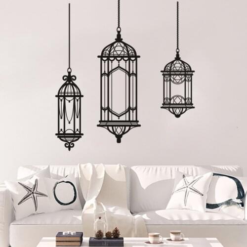 3Pcs Arabic Lantern Light Lamp Islamic Wall Sticker Kids Room Bedroom Arabic Lantern Bible Verse Wall Decal Living Room Vinyl