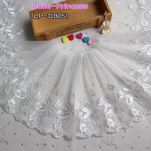 3 yards width 24CM white polyester organza embroidery Lace skirt hem costumes Accessories Wedding Sewing Edge lace trim DB051