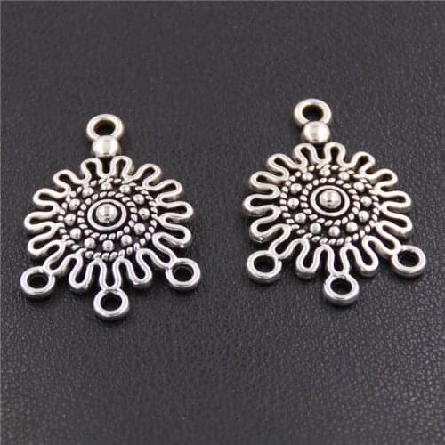 30pcs Silver Color Flower Shape Charms Pendant Jewelry Diy Handmade Gifts Craft A2380