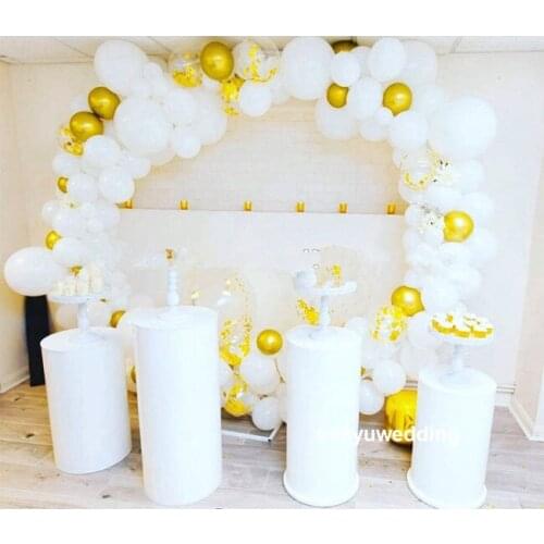 4pcs/set)High Quality White Round Iron Plinth & Backdrop Wedding Display Stand senyu1580