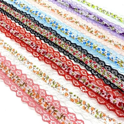 5Yards/lot 2.5mm Cotton Lace Ribbon Handmade Design Printed Cotton Ribbons For Wedding Christmas Decoration DIY Sewing Fabric