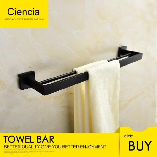 Free shipping SUS304 stainless steel balack seamless self adhesive double & single towel bar towel rail towel hanger bathroom