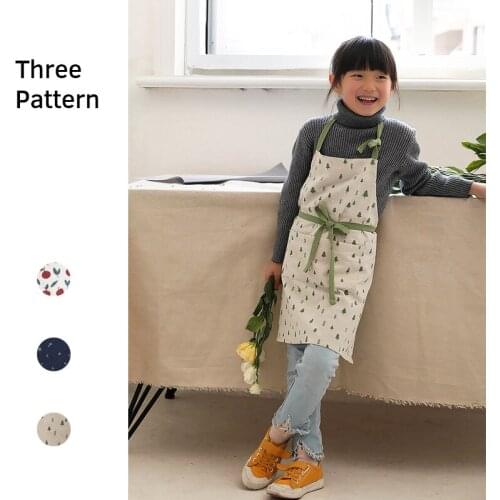 Washed Cotton and Hemp Printing Apron Cute Kid Children Kitchen Baking Painting Apron Baby Art Cooking Craft Bib Kitchen Cooking