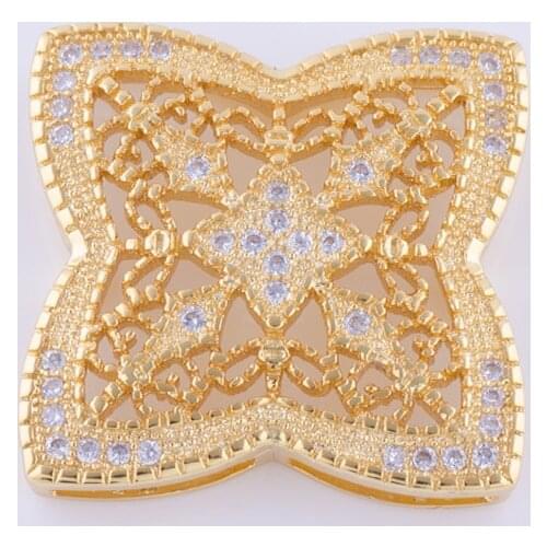 Supplies for jewelry wholesale HANDMADE Copper Micro Pave Zircon Flower Jewelry Spacer Charms Connector Parts-to-make-jewelry