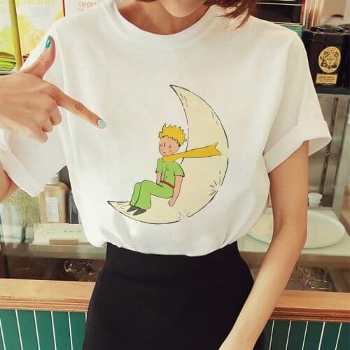 Hot Sale Summer Little Prince Print Graphic Womens T-Shirt Cute Tee Shirts for Women O-Neck Ladies Short Sleeve Cloth