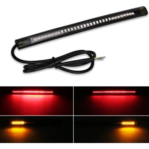 Flexible 48-LED Motorcycle Light Bar Strip Tail Brake Stop Turn Signal Lights License Plate Light Two Color Car Light