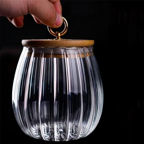 Crystal Glass Storage Food Storage Bottles Glass Jar Sealed Cans with Cover Glass Tea Cans Flower Tea Storage Jar Seasoning Box