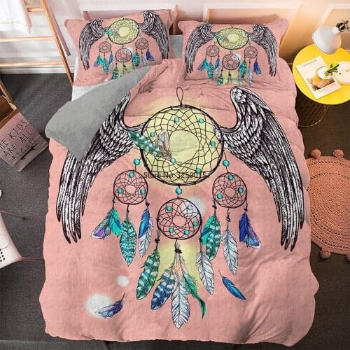 2/3pcs Dream-Catcher Duvet Cover Set Twin Size Bedding Sets Bohemia Feather Home Textiles Queen King Bed Linen for Adults Kids