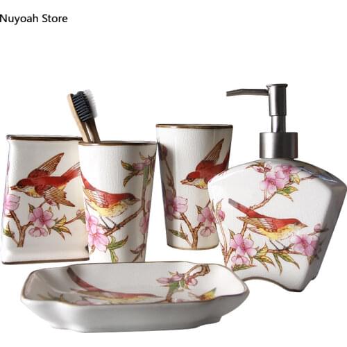 Creative Ceramic Art Toothbrush Cup Lotion Bottle Soap Dish Simple Bathroom Supplies Ceramic Bathroom Decoration Accessories