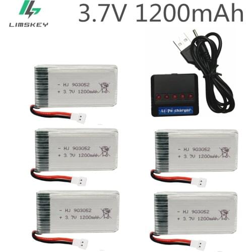 3.7V 1200mAh LiPo Battery for SYMA X5HW X5HC X5UW X5 X5SW X5SC With 5in1 Charger RC Quodcopter Spare Battery Parts Lipo 1200mAh