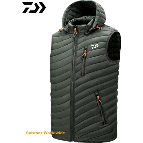 M-4XL Men DAIWA Fishing Vest Outdoor Sports Autumn Winter Men Keep Warm DAIWA Fishing Clothing Multi-Pocket Fishing Jacket
