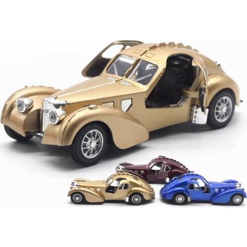1:28 Alloy Car Model 57SC Atlantic Simulation Classic Car Toy Sound Light Pull Back Toy Car Children Toy Car Model Display Gift