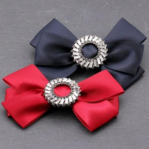 Fashion vintage Ribbon crystal Bow Brooches For Women Neck Tie Pins Party Wedding Large Fabric Brooch Jewelry Accessories Gifts