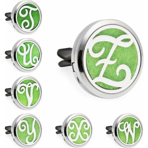 Trendy English Alphabet Letters "A-Z" 30mm magnetic Car locket Diffuser Vent Clip Removable Clip Perfume Locket(Free 10pads)