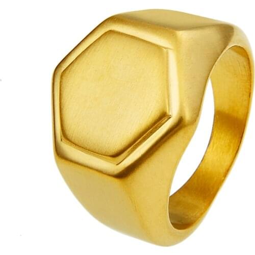 Mens Gold Matte Geometric Ring Stainless steel Fashion Biker Finger Ring Ring Jewelry Wholasale Price
