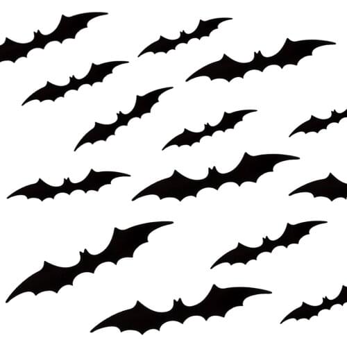Bats Wall Decor 28Pcs 3D Bat Halloween Decoration Stickers For Home Decor 4 Sizes PVC Black Spooky Bats Halloween Rooms Decor