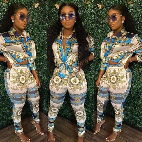 New Style Classic Design African Women Dashiki Dance Leisure Fashion Colorful Printed Shirt + Pants Two-Piece Set Size S-XXL