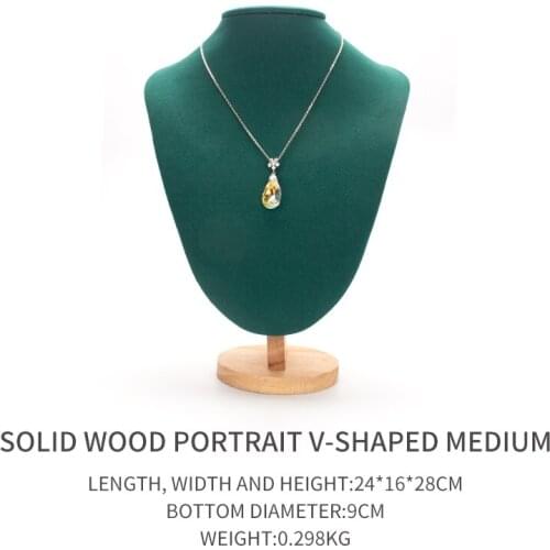 Wood green Half-length portrait long chain display jewelry stand female earing bracelet pendent ring showing jewellery organizer