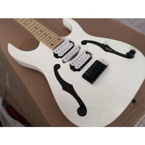 Custom 6 string guitar,white guitar,fixed bridge,HSH pickups,neck bolt on body,24 frets,black button