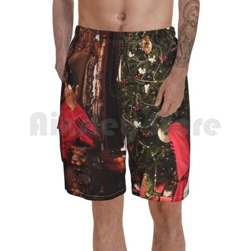 Christmas Beach Shorts Men Beach Pants Swimwear Hip Hop Christmas Holidays Birthday Nineties 90s West Side Tree