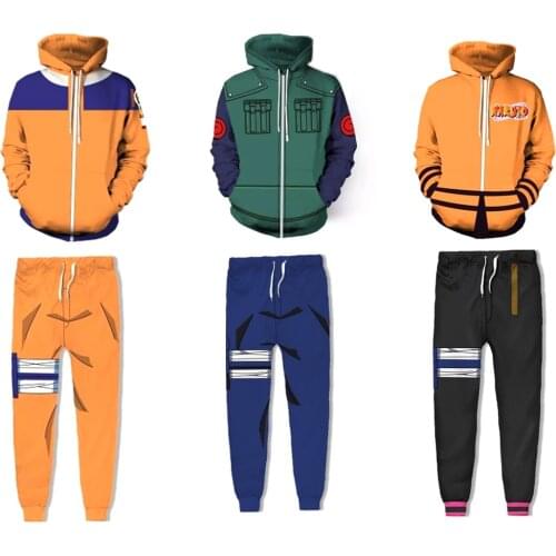 Anime 3D Hoodie Shippuden Hokage Uzumaki Costume Cosplay Pullover Hoodies Jacket Men Women Sweatshirt Pant Clothes Sets