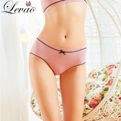 LEVAO Womens Cotton Panties Soft Stripe Women Underpants Girls Briefs Sexy Female Lingerie Breathable Underwear Thread Knickers